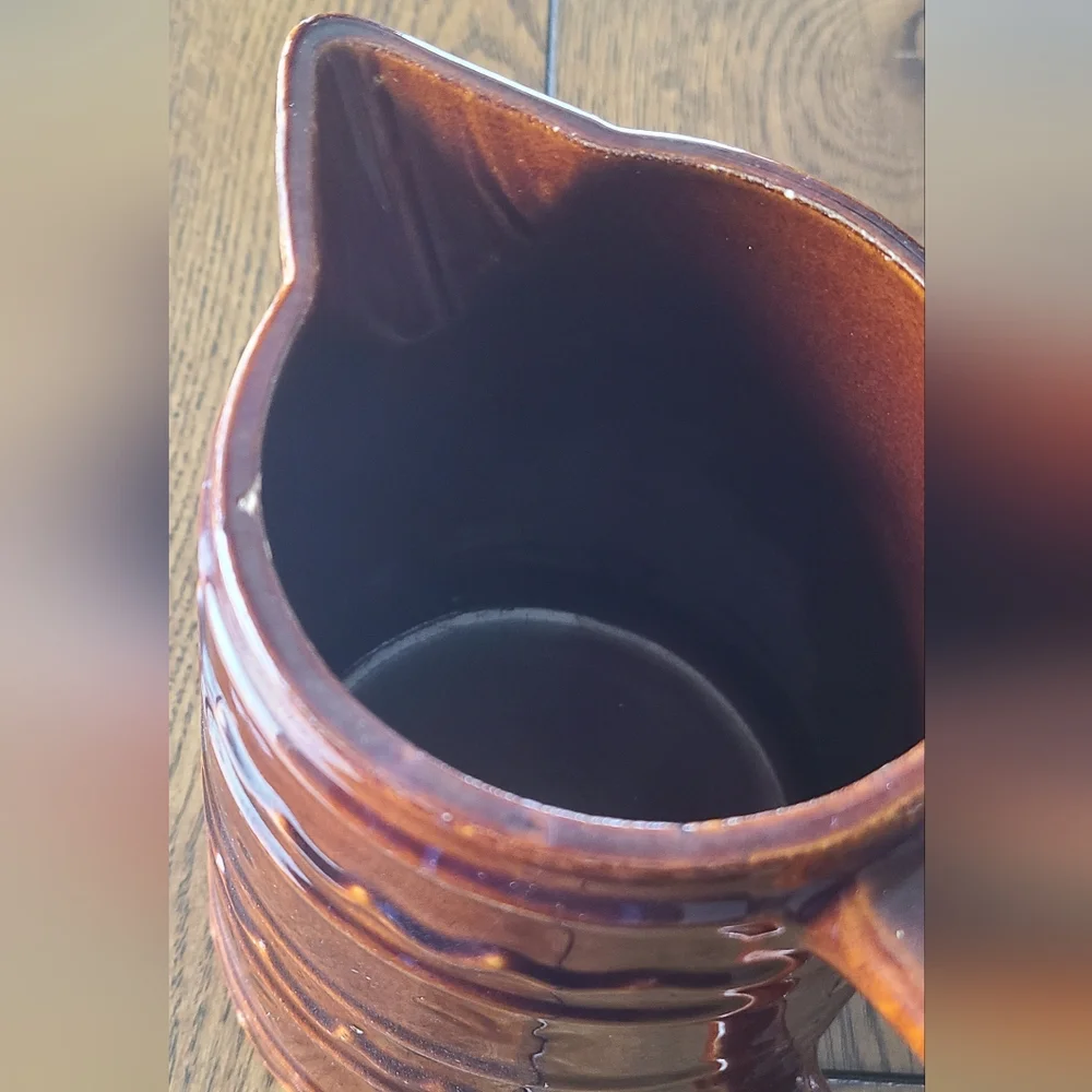 Vintage Marcrest daisy and dot brown glazed pitcher 6
